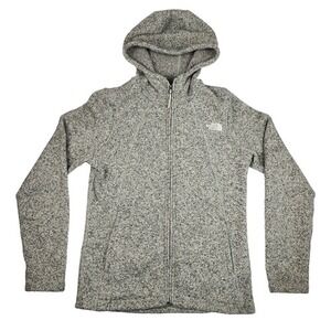North Face Womens Heather Gray Hoodie Full Zip Fleece Jacket Size‎ S